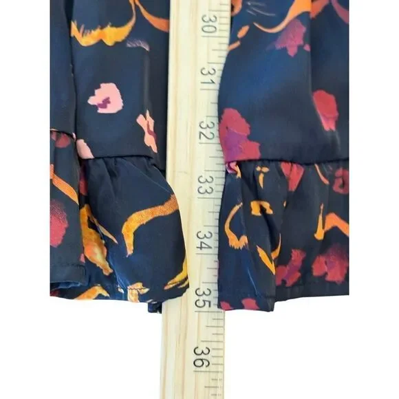 Entro Women's Ruffle Sleeve Floral Dress Black M Tiered Boho Mini Lined - Picture 12 of 13